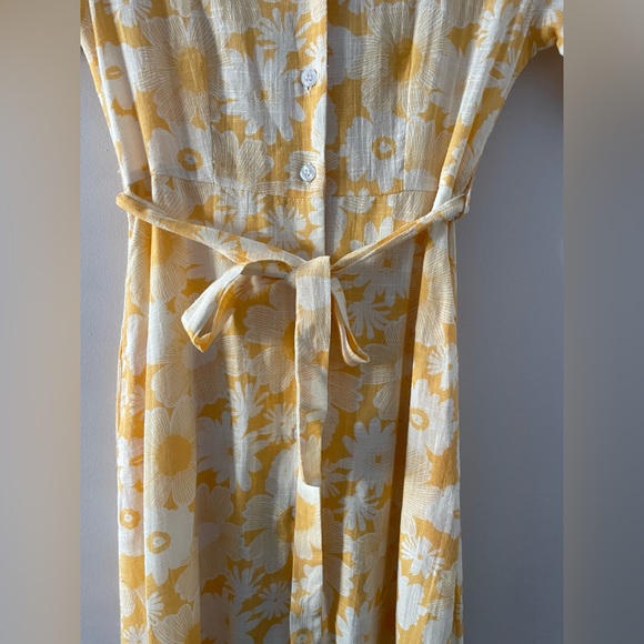 Compania Fantastica Yellow Floral Button Midi Shirt Belted Dress XS NWT - Picture 7 of 10